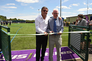 Oxford United chairman Darryl Eales and City chairman Brian Cox, 3G pitch, SIS Pitches, SISTurf
