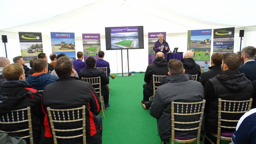 George Mullan, SISGrass Open day, Cobham training ground, Chelsea f.c., football, SISGrass machine